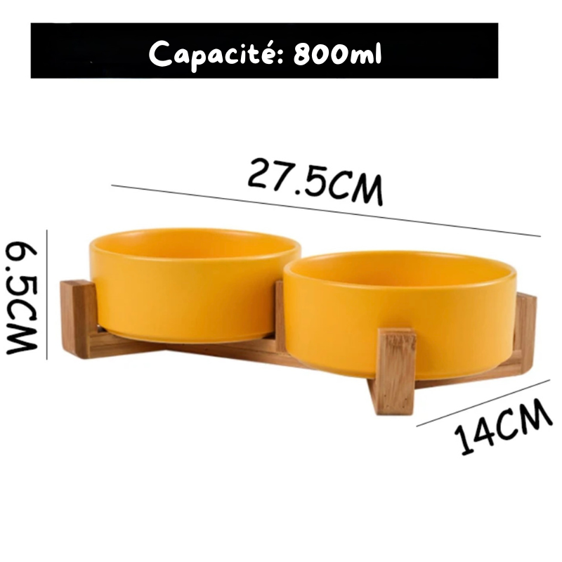 totalité des dimensions et de la capacité de la gamelle chien double de boutiquechien