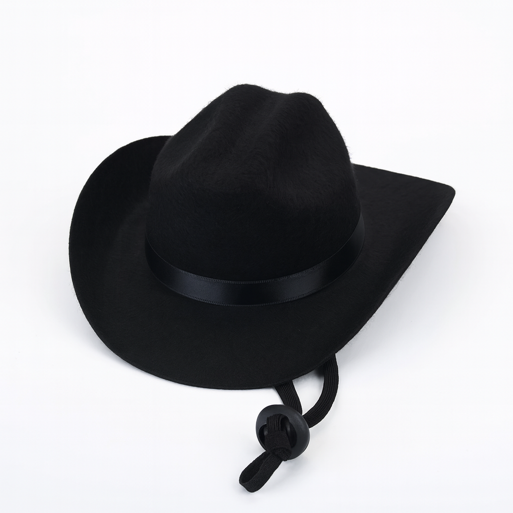 Chapeau de cow boy pour petit chien de couleur noir. Image produit Boutiquechien