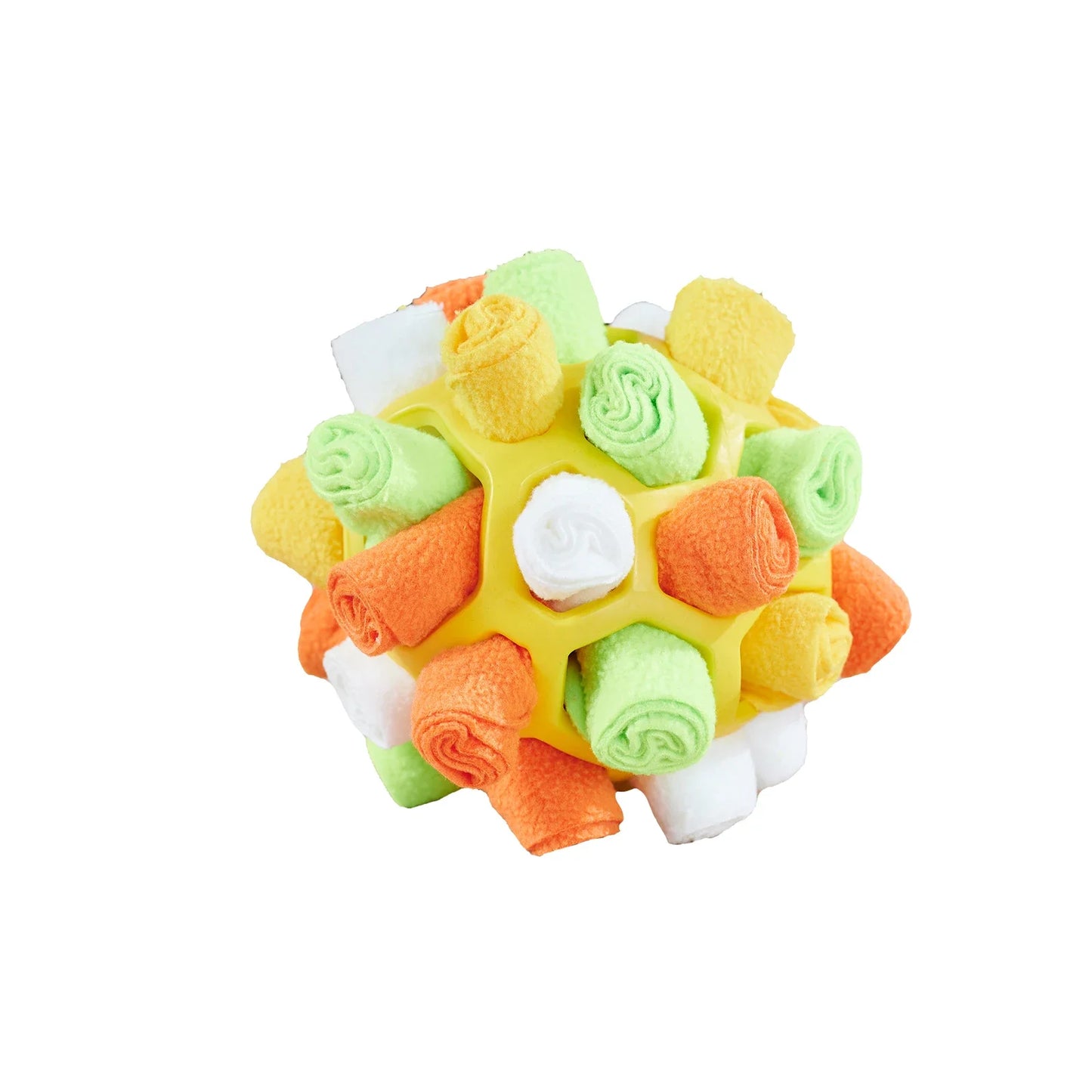 Jouet sensorielle pour chien de couleur jaune respirant. Image produit Boutiquechien