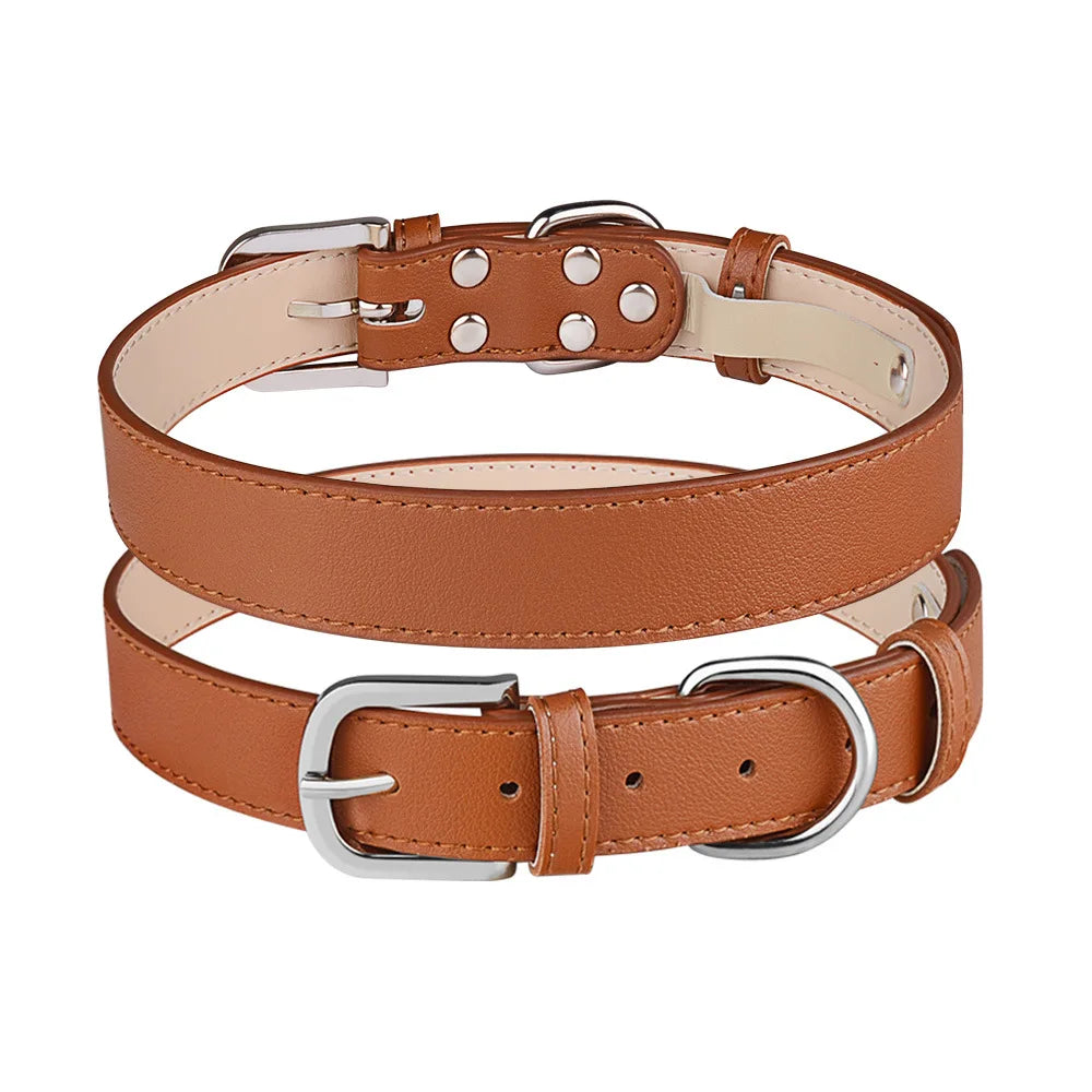 Collier chien de couleur brun style cuir de boutiquechien
