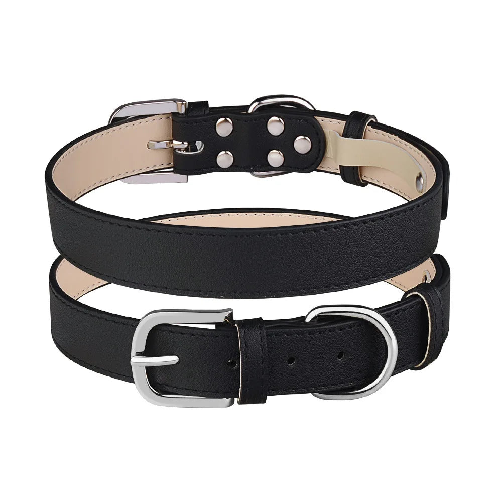 Collier chien de couleur noir style cuir de boutiquechien