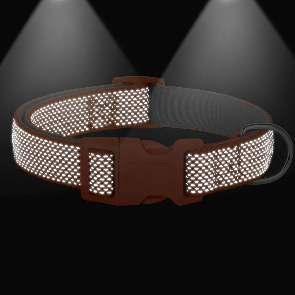 Collier chien réfléchissant de couleur brun. Image produit Boutiquechien