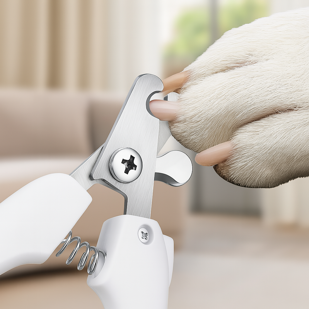 coupe griffe pour chien de couleur blanc coupant les griffe d'un chien blanc. Image produit Boutiquechien
