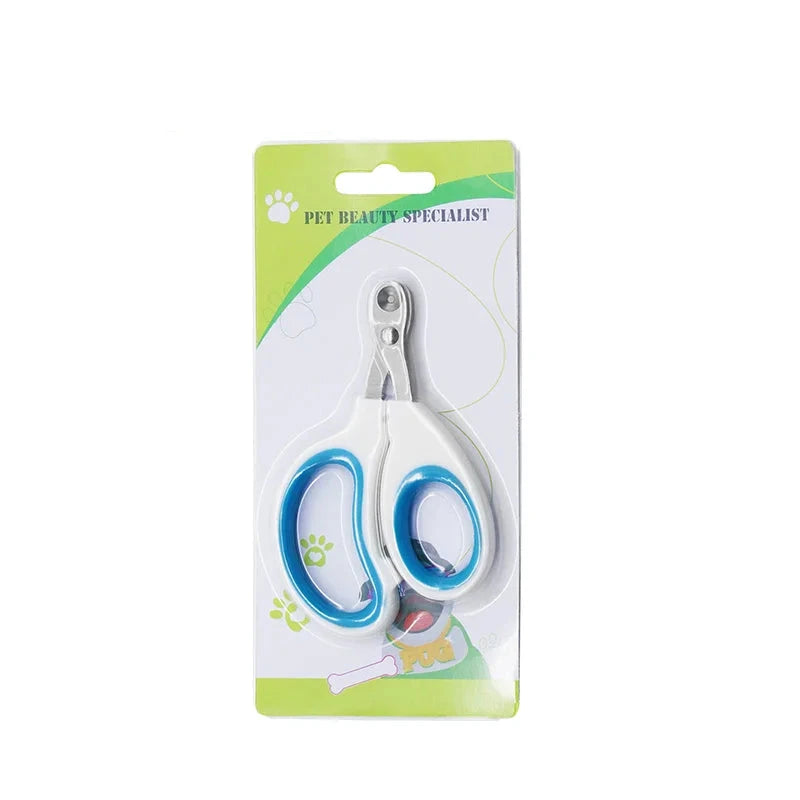 Coupe ongle pour chien de couleur blanc et bleu dans un carton. Image produit Boutiquechien