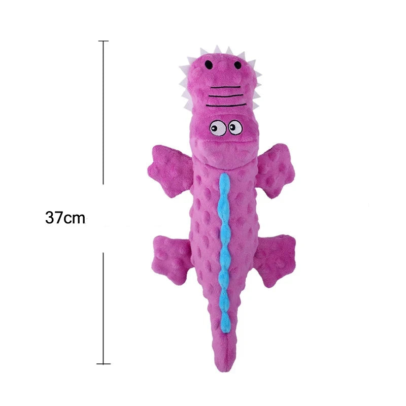 crocodile rose de 37 cm résistant et moelleux pour tous les chiens. Image produiit Boutiquechien