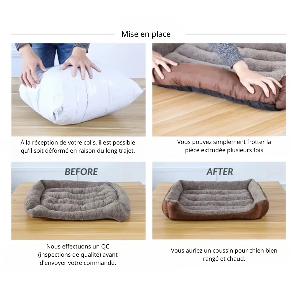 mise en place du panier suite à la réception du colis. Déballage du panier xxl pour chien de boutiquechien