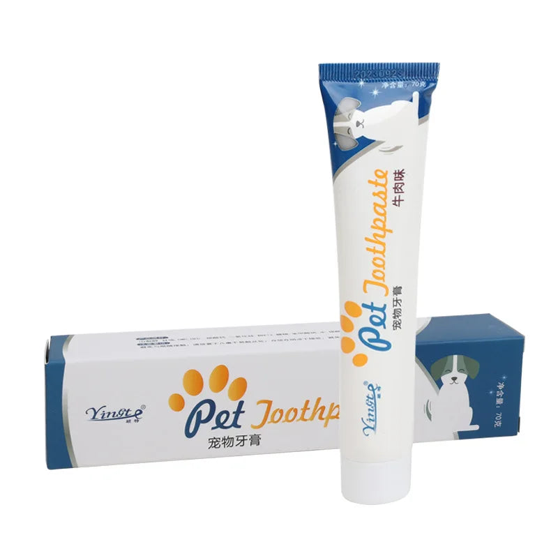 Dentifrice pour chien boeuf de couleur bleu et blanc. Image produit Boutiquechien