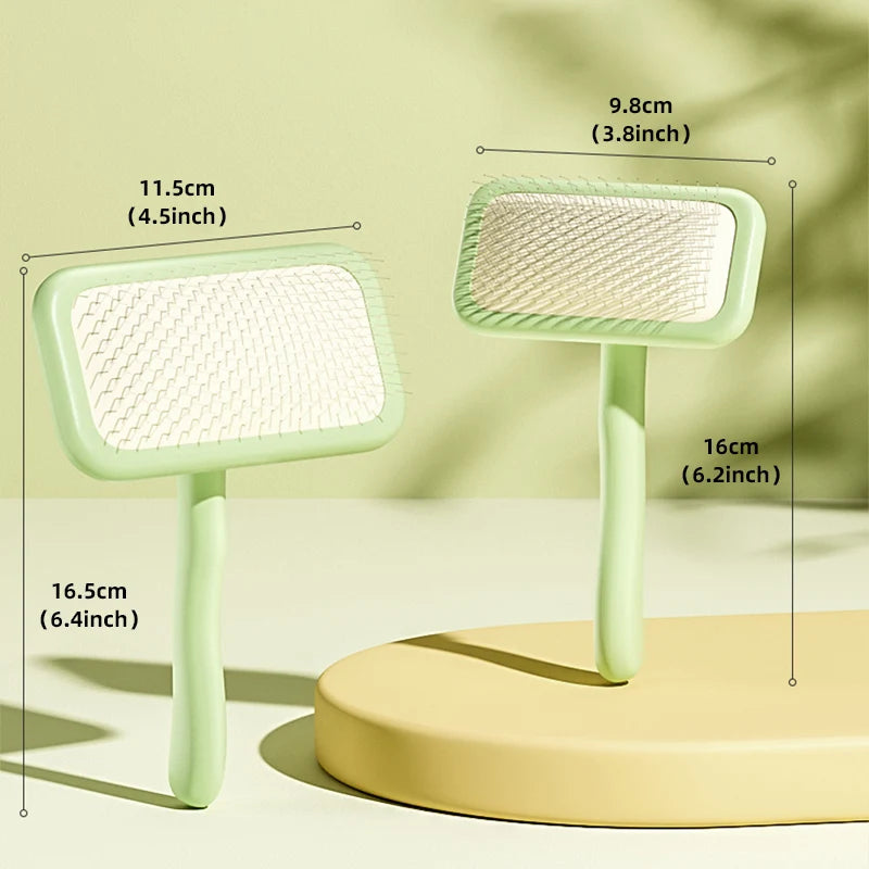 différentes tailles de la brosse chien design verte avec toutes les dimensions. Image produit Boutiquechien
