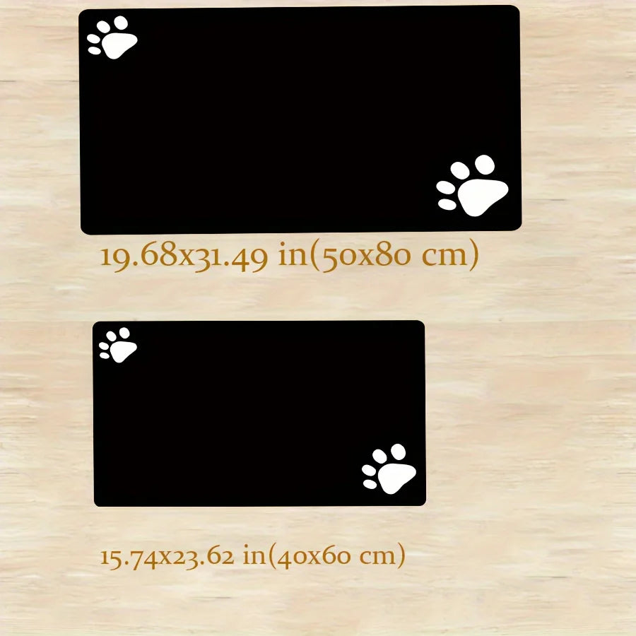 Tapis de protection pour chien de couleur noir avec des pattes blanches. Total des dimension du tapis chien. Image produit Boutiquechien
