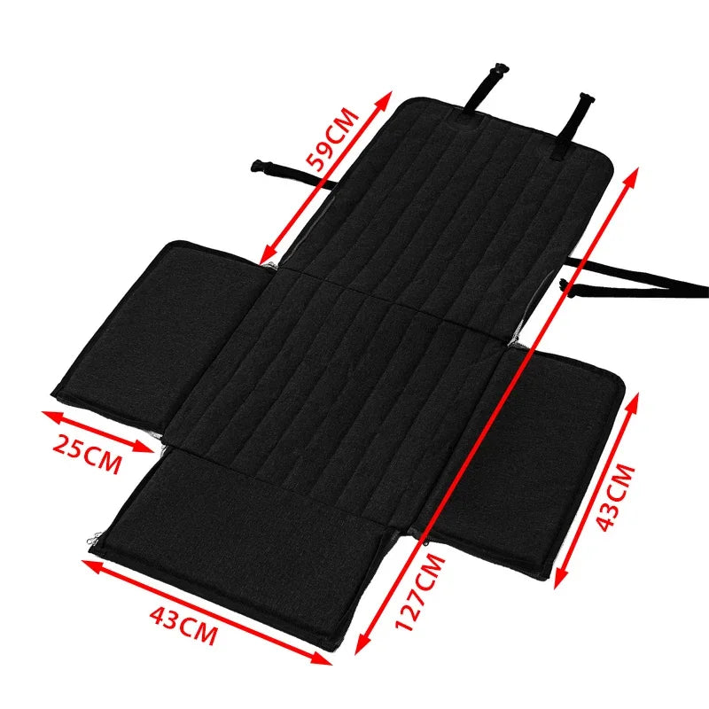 Dimension total de la protection de siège pour chien de couleur noir. Image produit Boutiquechien