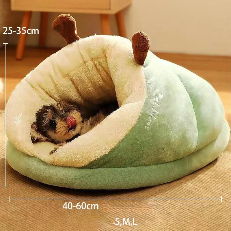 dimensions total du panier chien en forme de nied de couleur blanc et vert. Image produit Boutiquechien