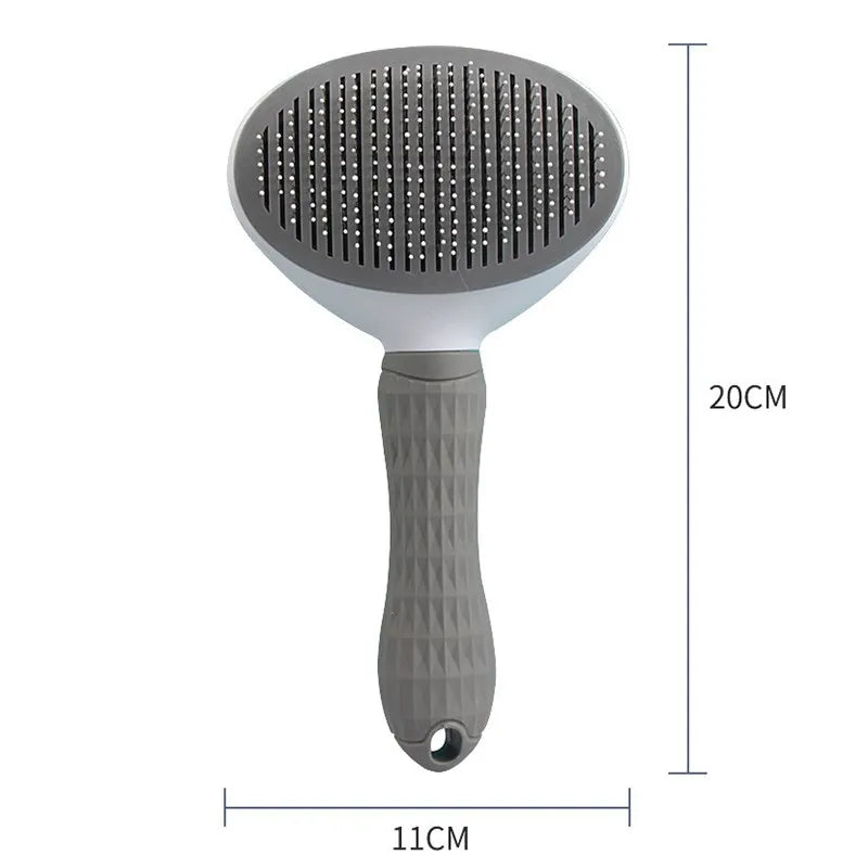 dimensions total de la brosse pour chien de couleur blanc et gris avec toutes les tailles de ce produit. Image produit Boutiquechien