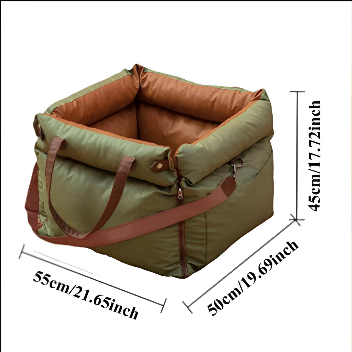 Dimension total du panier chien pour voiture. Image produit Boutiquechien