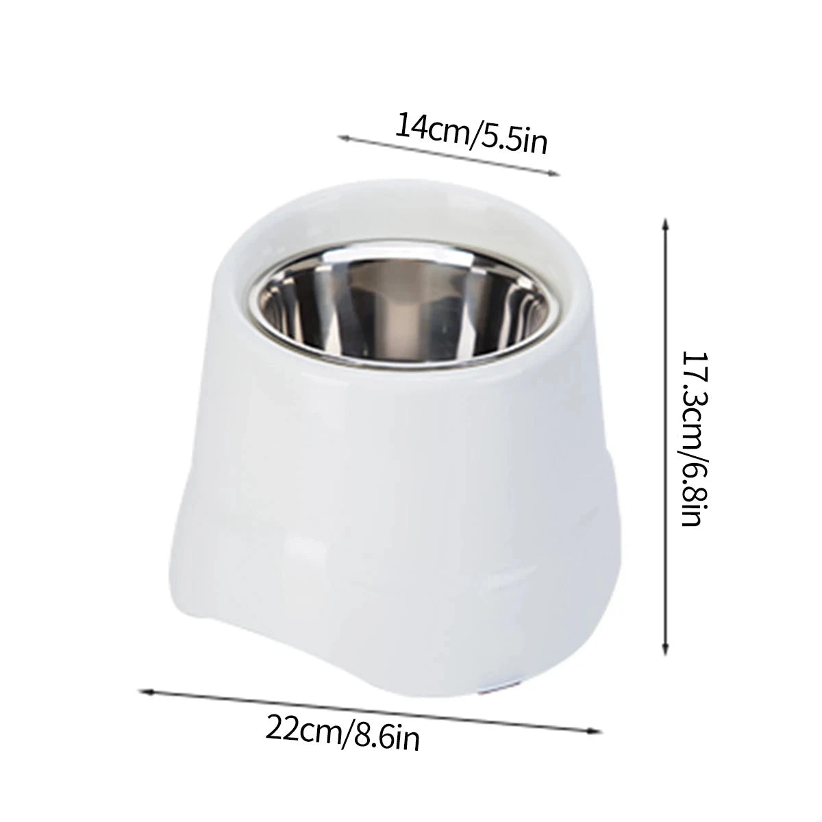Dimension total de la gamelle pour chien blanc avec toutes les tailles. Image produit Boutiquechien