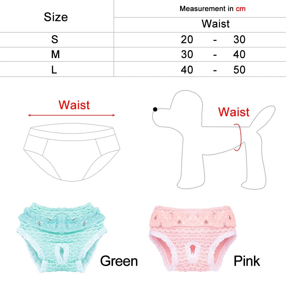 dimension total de la culotte pour chien pour les petits chiens. Image produit Boutiquechien