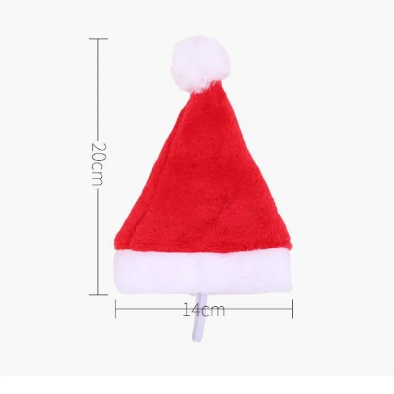 Dimensions total du bonnet de Noel pour chien de couleur rouge et blanc. Image produit Boutiquechien