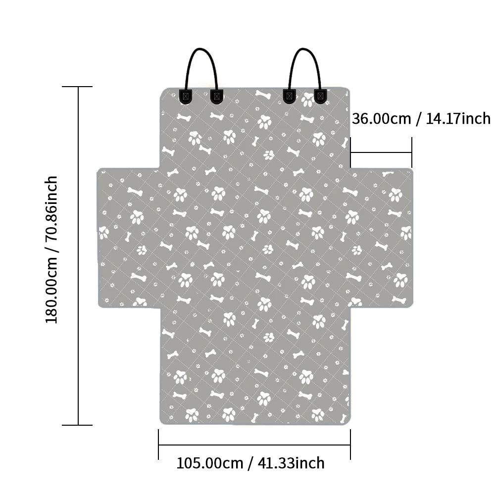 dimensions total de la housse de protection de couleur grise et blanche avec toutes les dimensions de la housse. Image produit Boutiquechien
