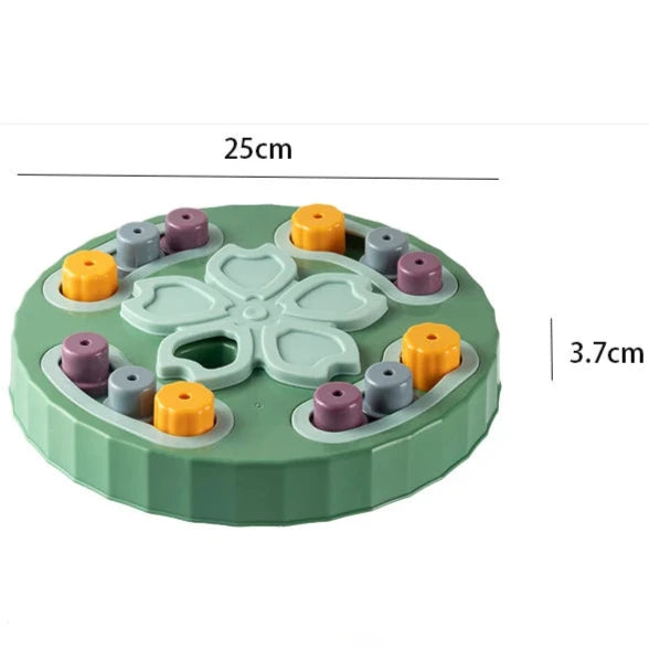 Dimensions total du puzzle pour petit chien de couleur vert. Il y a les dimensions de hauteur et de largeur