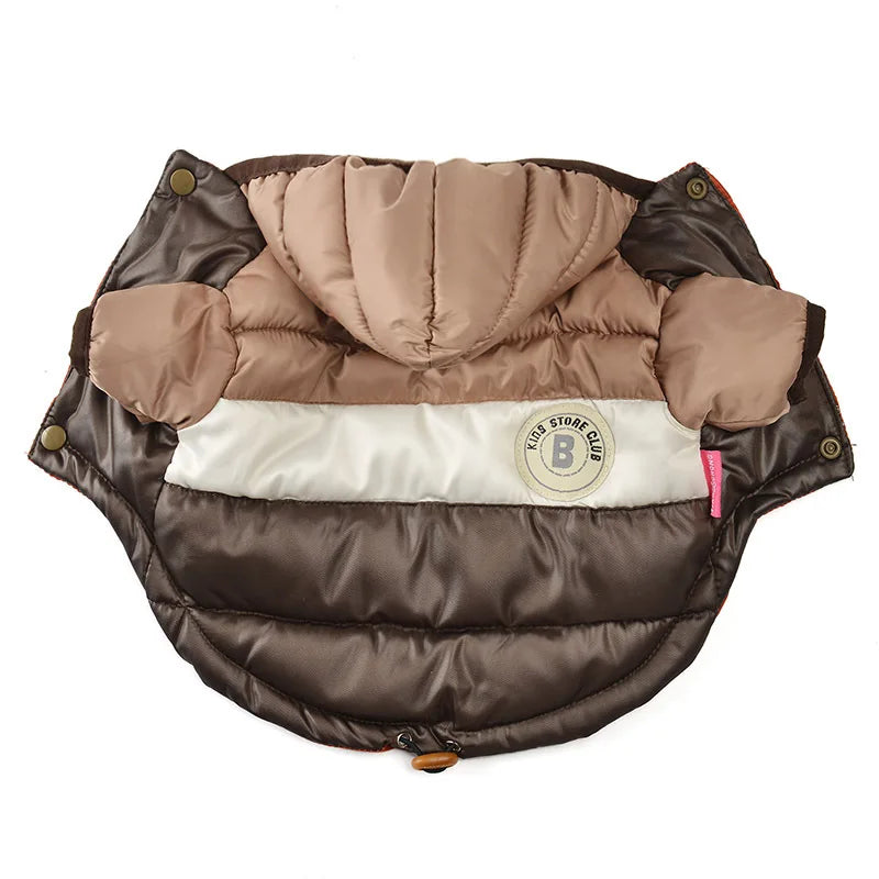 Doudoune pour chihuahua de couleur brun claire et brun. Doudoune pour les petit chihuahua de couleur rose et rouge. Image produit Boutiquechien