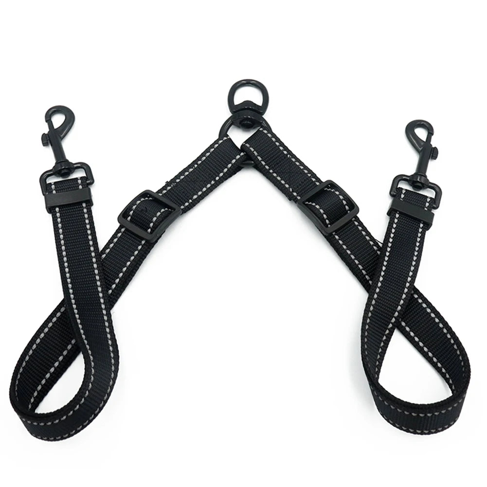 Extension de laisse double de couleur noir réfléchissant. Image produit de boutiquechien