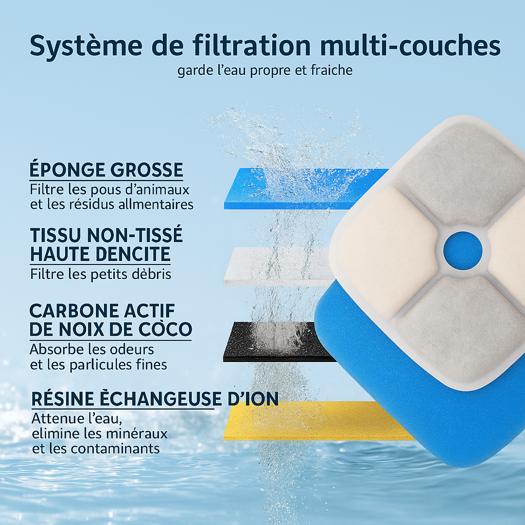 Fonctionnement du filtre d'eau pour chien. Image produit Boutiquechien