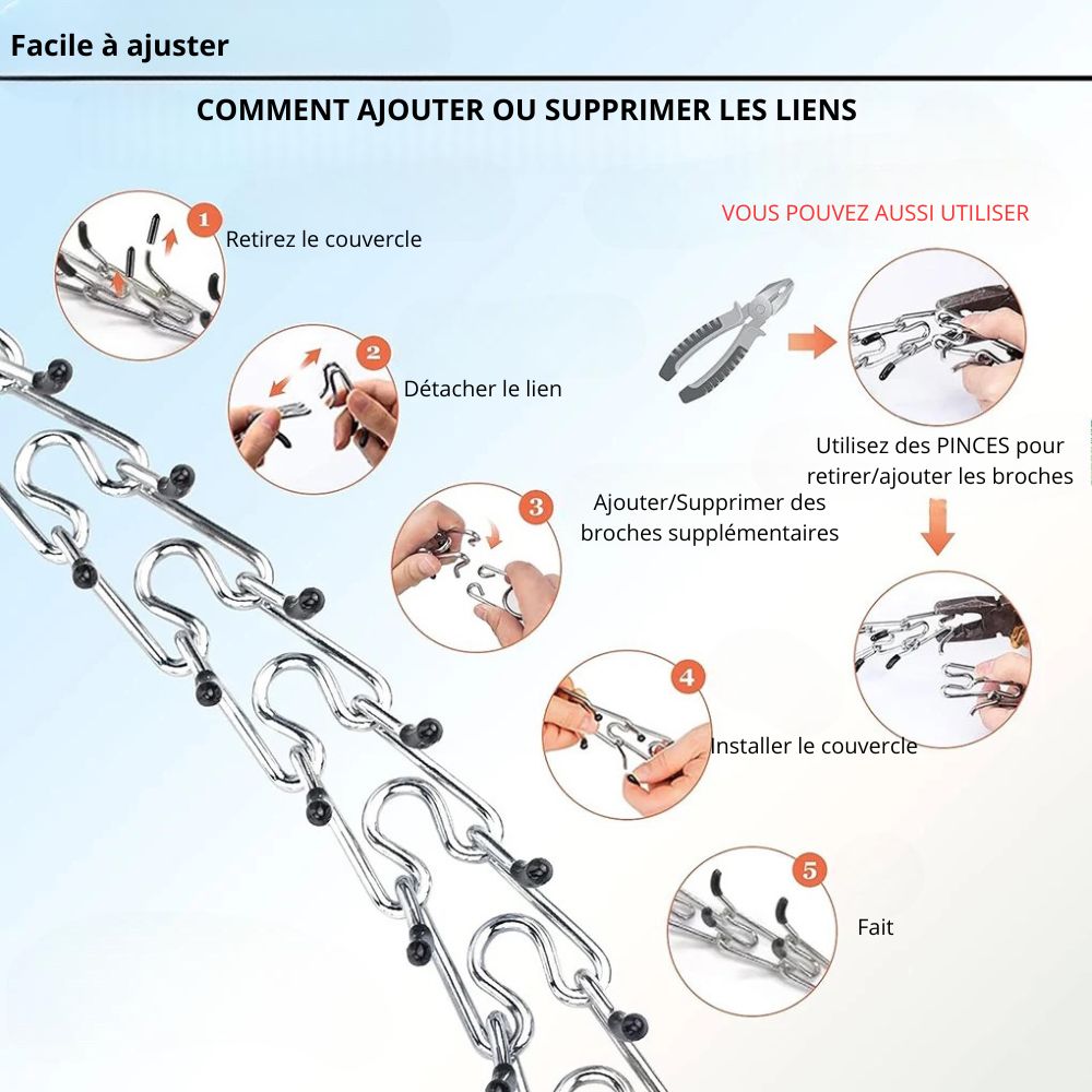 gérer la dimension de la taille en enlevant des parties du collier chien étrangleur. Toutes les étapes sont cité pour bien gérer la taille du collier chien. Image produit Boutiquechien