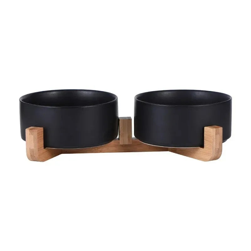 Gamelle pour chien double de couleur et bois. Image produit Boutiquechien