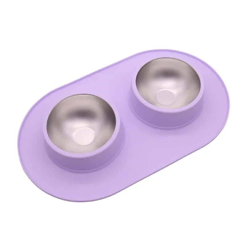 gamelle pour chiot anti- dérapant de couleur rose avec bord en caoutchouc. Image produit Boutiquechien