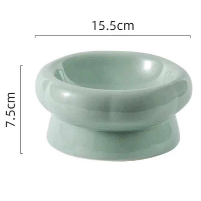 Gamelle pour chien de couleur verte claire en céramique surélevé. image produit Boutiquechien