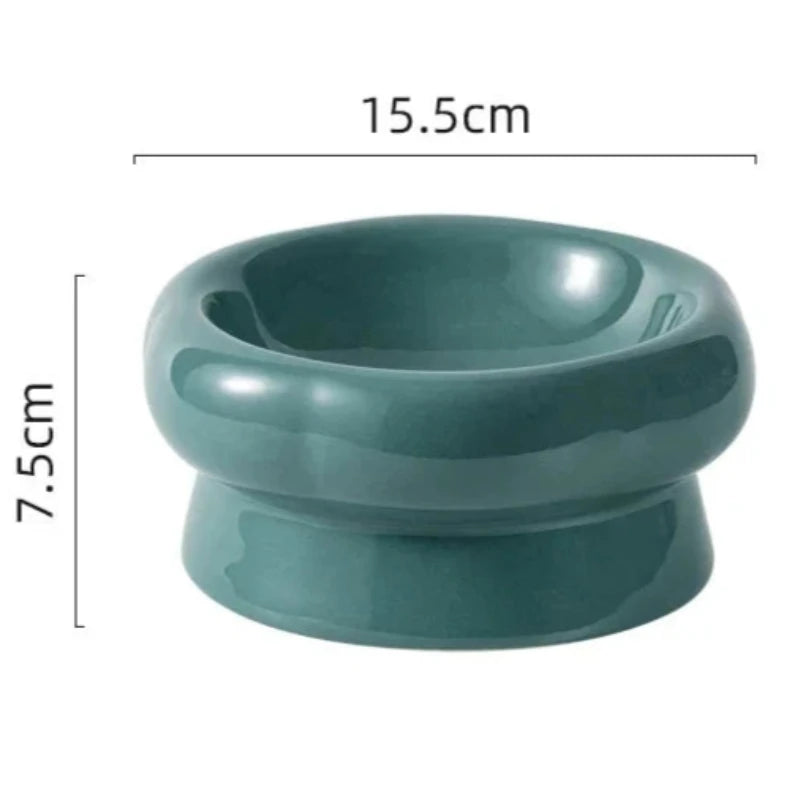 Gamelle pour chien de couleur verte foncé en céramique surélevé. image produit Boutiquechien
