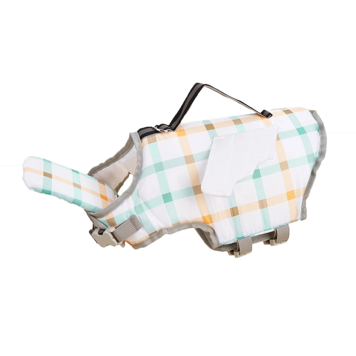 Gilet chien de sauvetage de couleur blanc à carreau pour les petits chiens. Image produit Boutiquechien