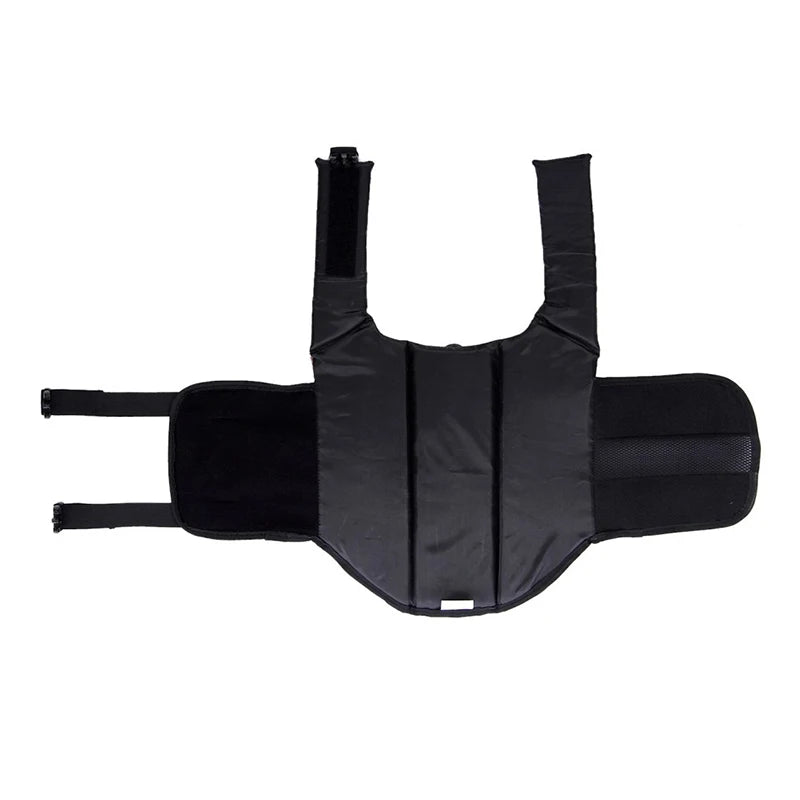Gilet de sauvetage pour chien en vue du dessous de couleur noir. Image produit Boutiquechien