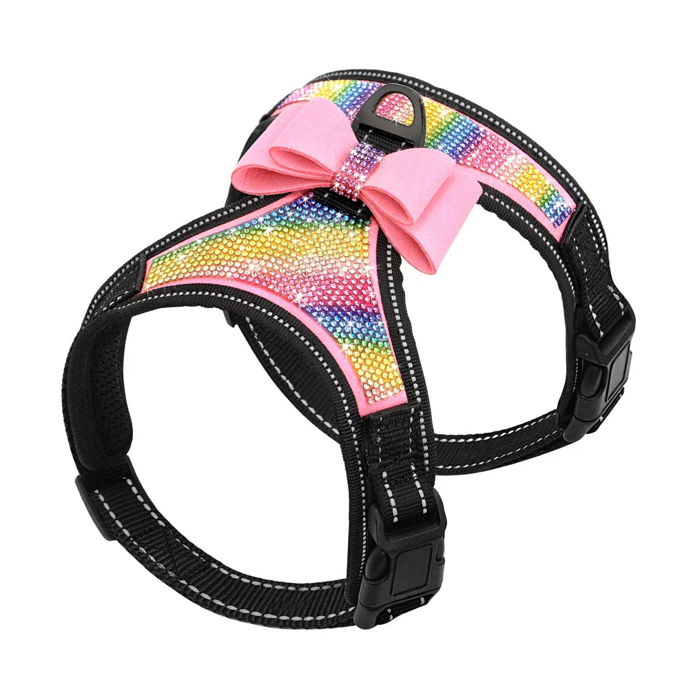 harnais multi Color pour petit chien à paillette