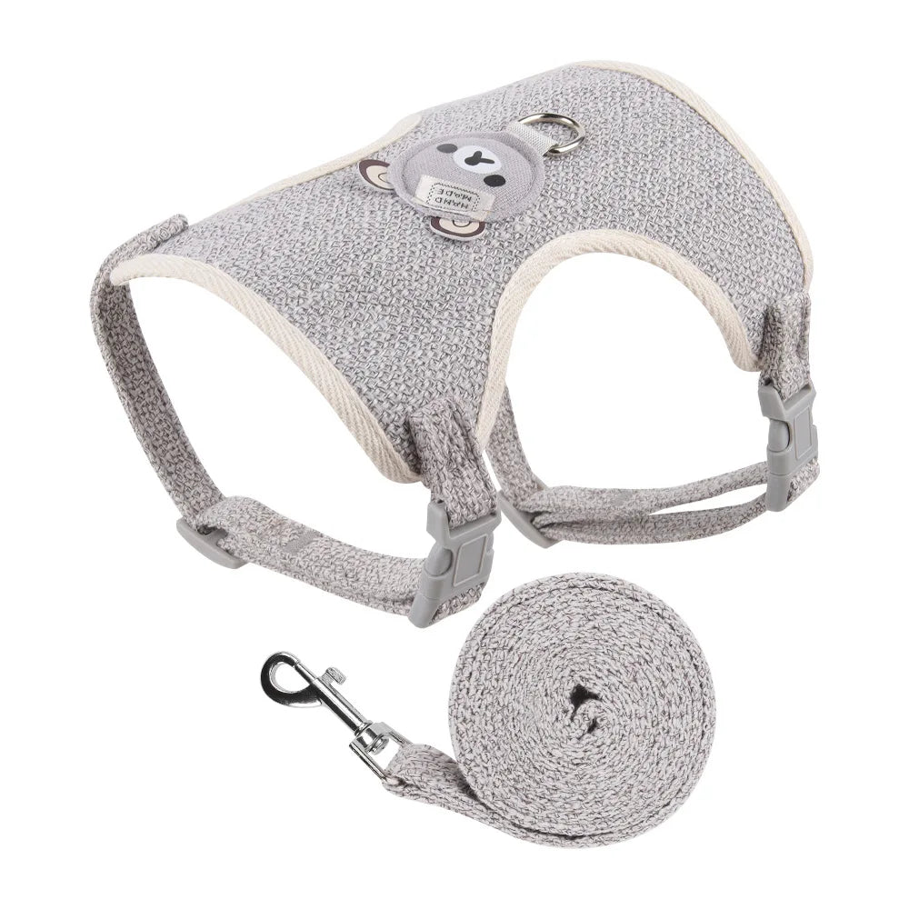 harnais panda chien pour petit chien fais en nylon avec la laisse assortie