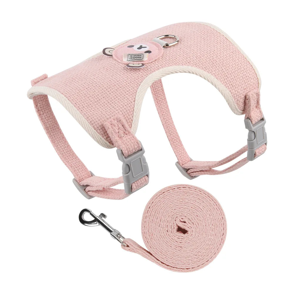 harnais panda chien rose pour petit chien fais en nylon résistant et adorable