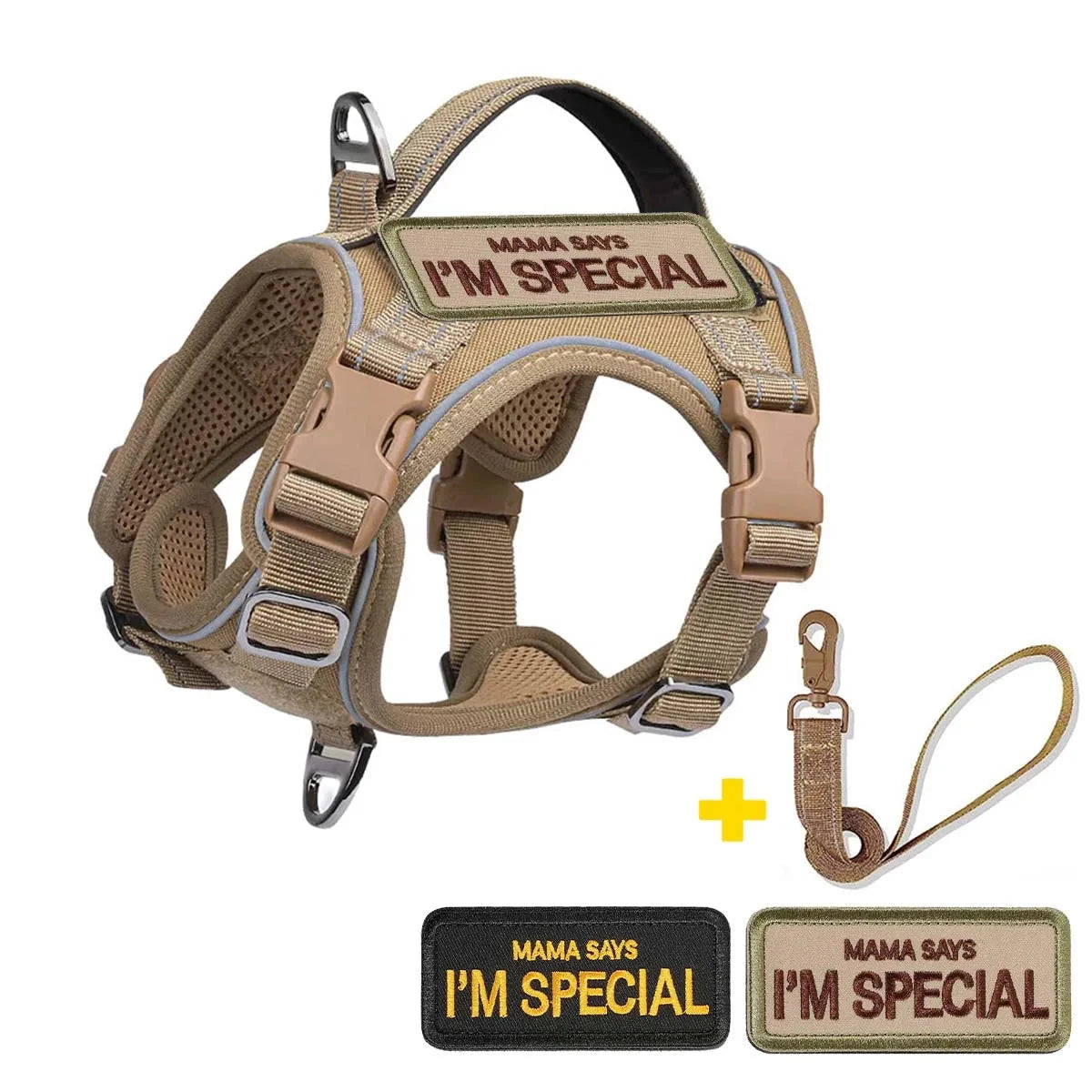 Harnais pour petit chien et chiot de couleur beige avec scratch et mini laisse raccord de boutiquechien