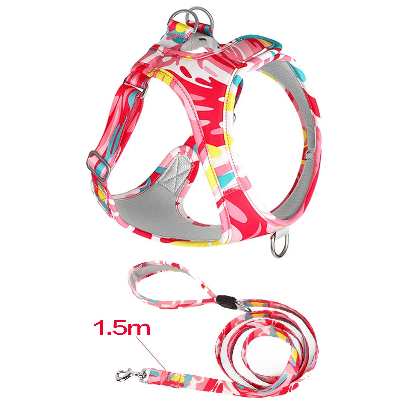 harnais pour petit chiot de couleur rouge pour chien avec laisse assortie. Image produit Boutiquechien