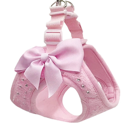 harnais rose à payette pour petit chien en tissu