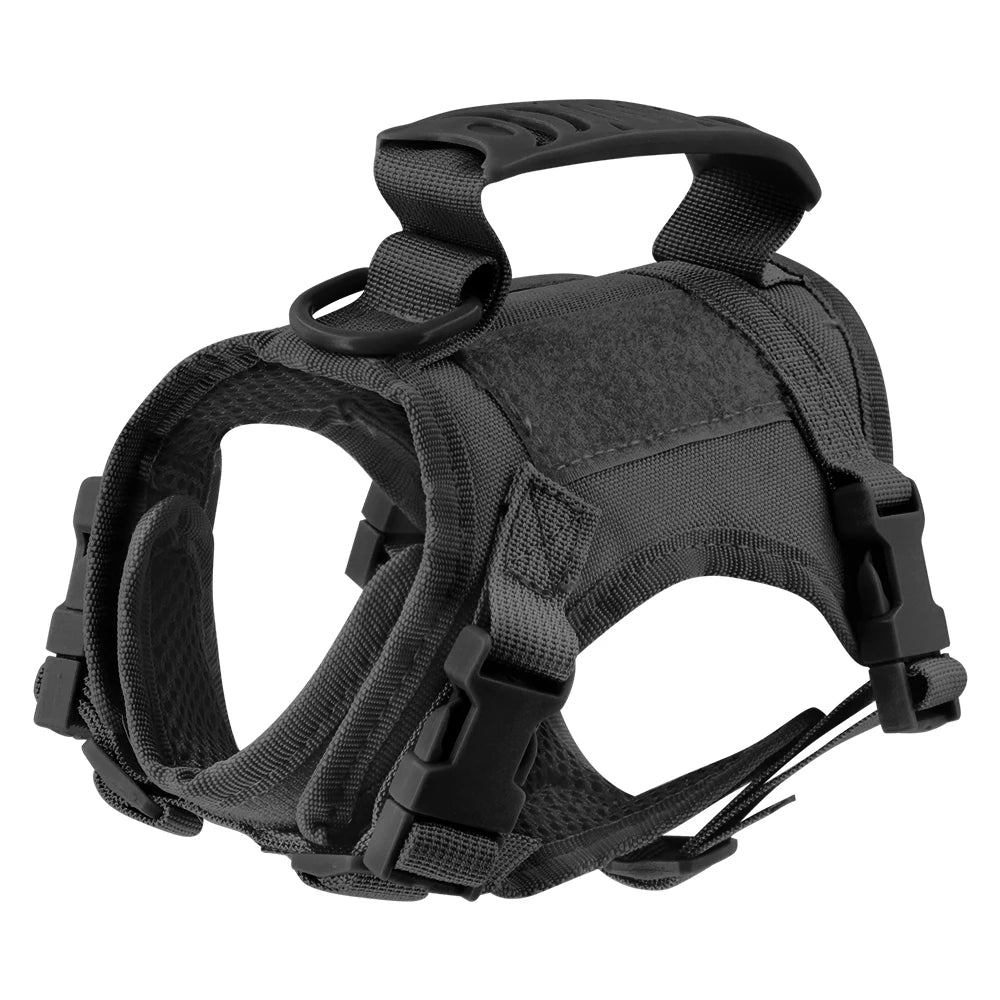 Harnais tactique de couleur noir avec poignée noir. harnais chiot noir tactique de Boutiquechien