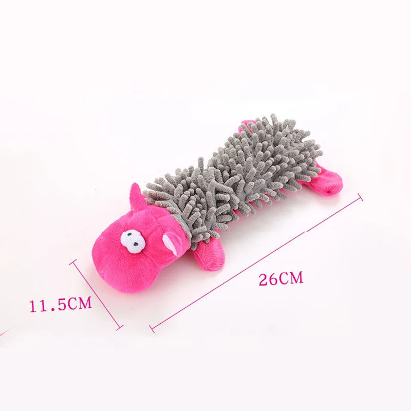 dimension de la peluche hippopotame pour chien de 26cm de long. La peluche est parfaite pour jouer avec votre chien. Image produit Boutiquechien