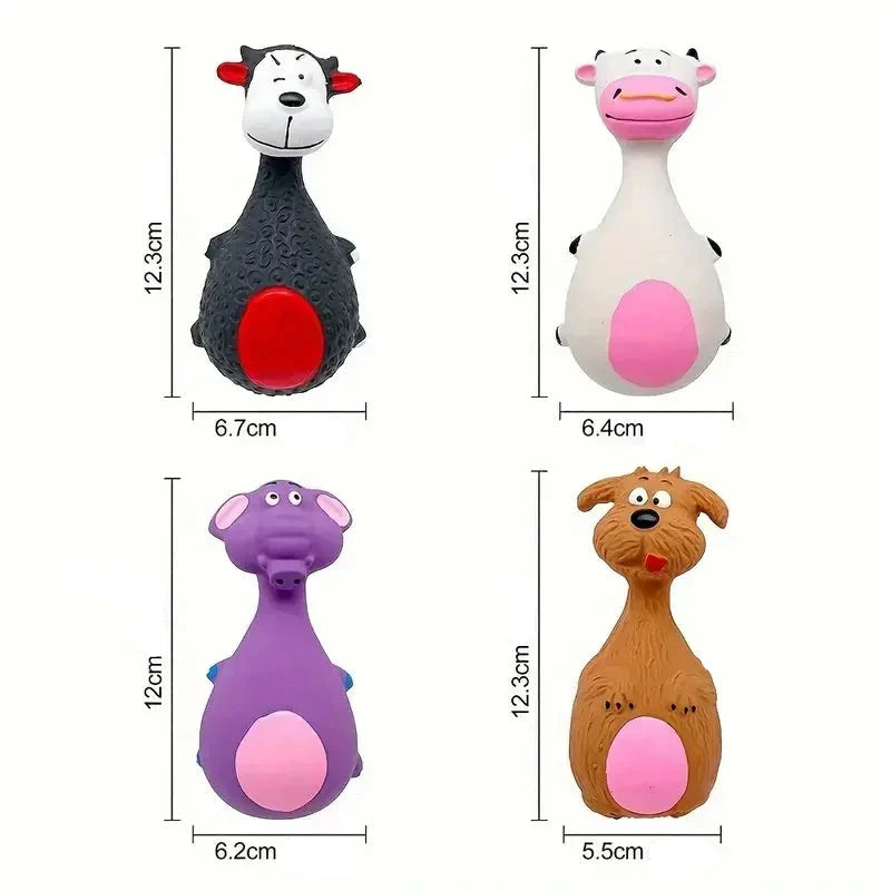 jouet chien dimensions total des jouets grinçant en forme d'animaux. Image produit Boutiquechien