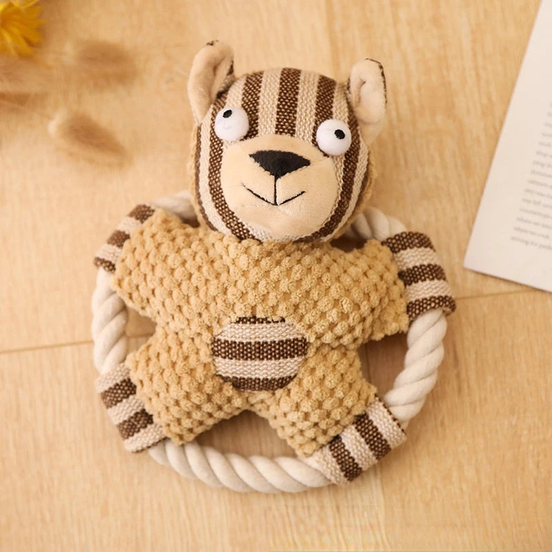 ourson en jouet de couleur claire avec un anneau. Image produit Boutiquechien