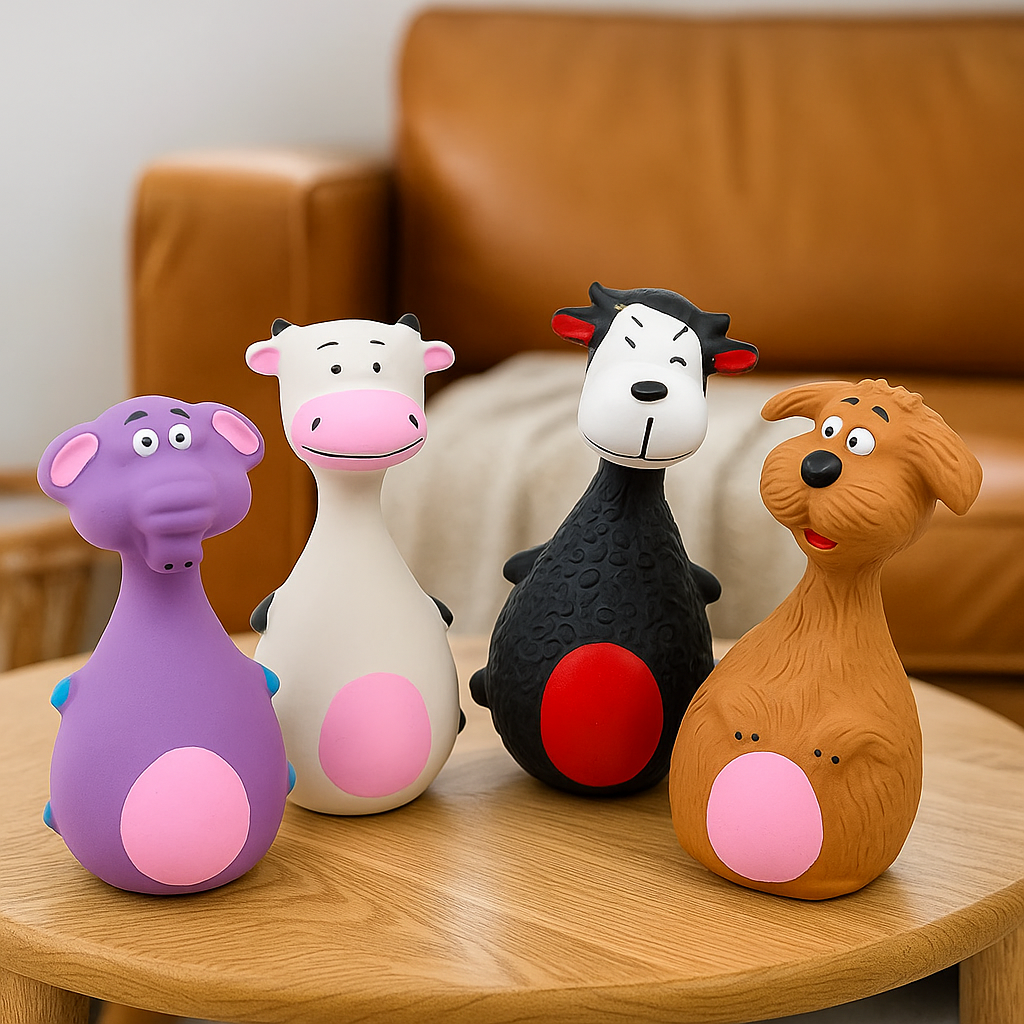tous les jouets chiens grinçant en formes d'animaux. Image produit Boutiquechien