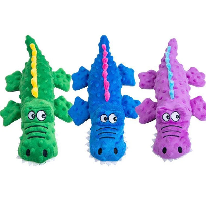 crocodile de couleurs vert, bleu et rose pour chien. Image produit Boutiquechien