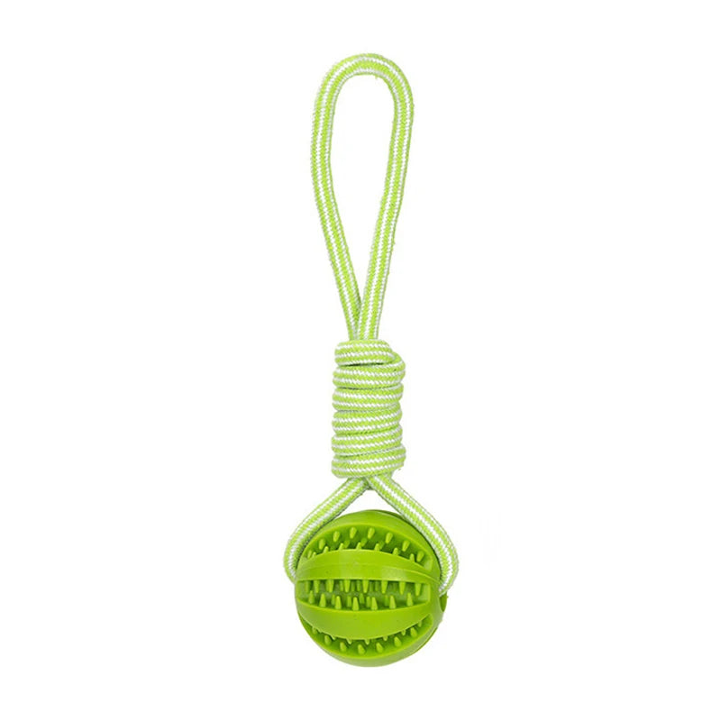 Balle à friandise de couleur vert à corde résistant et durable. Image produit Boutiquechien