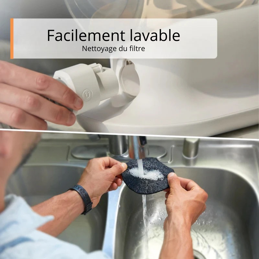 Lavable facilement après utilisation avec le nettoyage à l'eau de votre filtre. Image produit Boutiquechien