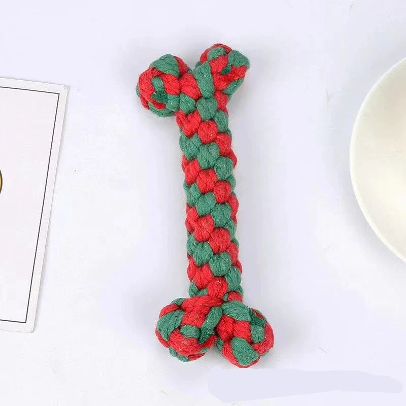 os pour chien en corde de couleurs vert et rouge