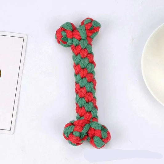 os pour chien en corde de couleurs vert et rouge