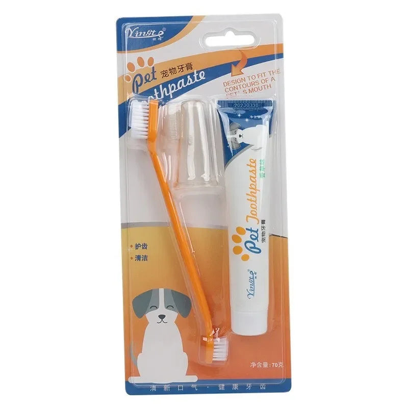 pack de brosse a dent de couleur orange et transparent à doigt de boutiquechien