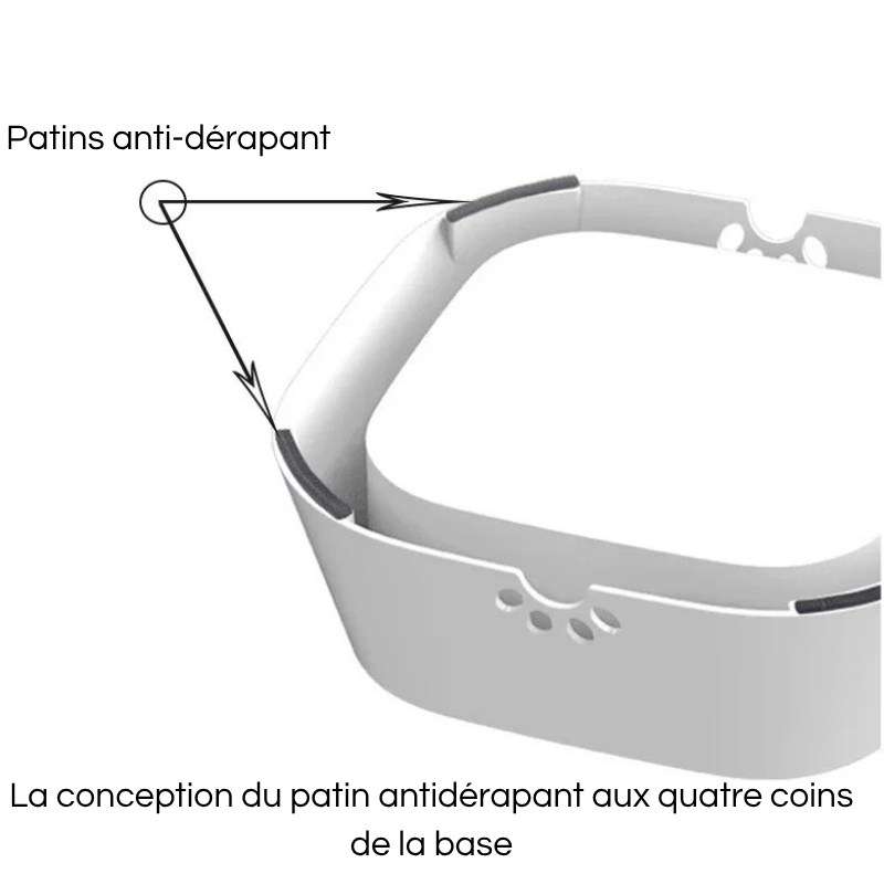 Protection anti dérapante de couleur grise sur un bol d'eau automatique de couleur blanc. Image produit Boutiquechien